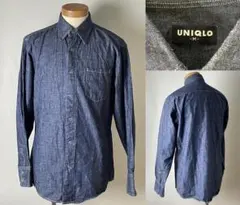 ★紺タグ 90s ビンテージ オールド ユニクロ インディゴ デニム シャツ M