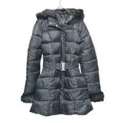 GRL グレイル　ベルト付きファーAライン中綿入りコート　ブラック【M】　軽量