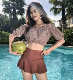 ２way オフショルダー　ビキニ　水着　3点セット