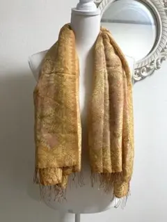 大判　花柄ストール フリンジ付き　ショール　和装にも