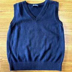 美品／ファミリア/濃紺／綿100%Vネックベスト110／お受験／小学校受験