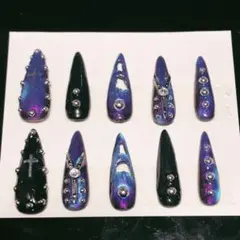 【5】ネイルチップ ハンドメイド ロング Y2K ギャル 量産 パンク 地雷