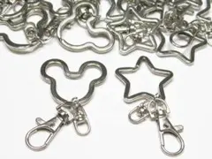 回転カン付き　ナスカン　マウス型　星型　キーリング　シルバー色　合計１０個！