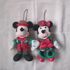 Disney クリスマス ミッキー ミニー ぬいぐるみバッジ ペアのサムネイル