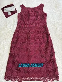 LAURA ASHLEY 総レース ノースリーブワンピース　M　タイトドレス