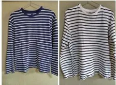 ユニクロ　ソフトタッチクルーネックTシャツ　ボーダー　2枚