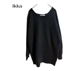 ikka カジュアル デート Vネック 長袖ニットチュニック　ビジネスウールのサムネイル