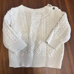 【baby GAP】ケーブル編みニットセーター　白　12-18ヶ月(80㎝)
