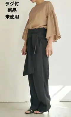 タグ付き新品未使用OUTERSUNSET ウエストリボンパンツ　ブラック　M