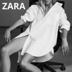 美品✨ZARA　オーバーサイズシャツ　長袖 ホワイト　白　レディース