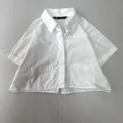 ZARA ザラ クロップド丈 ビッグポケット シャツ ホワイト M