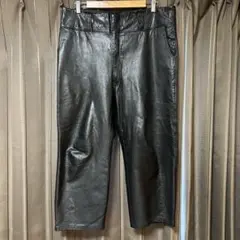 レザー　ワイドパンツ