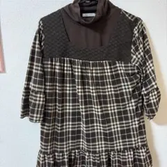 ♥️最終値下げ、明日から値上げします♥️チュニック 長袖 ブラウン+チェック柄セット
