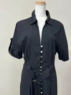 ZARA L ロングワンピース 訳あり 黒 ベージュ マキシ丈 総柄 半袖