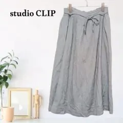 zC107【F】studio CLIP リネン ロングスカート コットン フレア