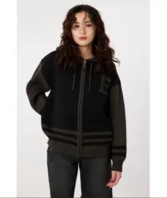 最終値下げ【新品】カレッジニットジップアップパーカー