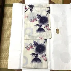 訪問着　正絹　袷　紺　グレー　グラデーション　枝花　作家物　草野一騎 訪問着 正絹 袷 紺 グレー グラデーション 枝花 作家物 草野一騎