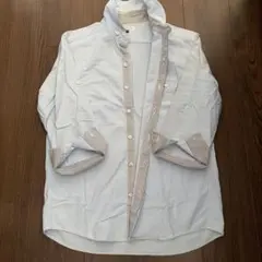 a.v.v HOMMEストライプ襟 ライトブルー ボタンアップシャツ 48