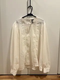 しまむアイボリー フリル付きブラウス　長袖シャツ LLのサムネイル