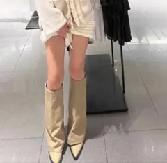 ZARA ベージュ ロングブーツ