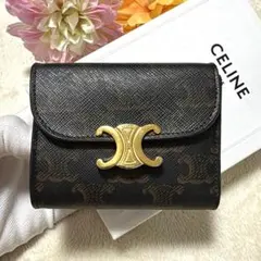 CELINE 三つ折り財布 トリオンフ スモール ゴールド金具 PVC レザー