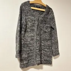 グレー系ニットカーディガン 長袖 前空き　フック　　ROPE ロペ