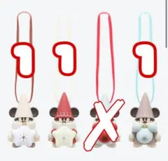 ディズニーランド　リルリンリン　カプセルトイ　　赤 白 グレー（ブラウン）