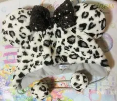 ディズニー　ミニー　ファンキャップ ヒョウ柄　白