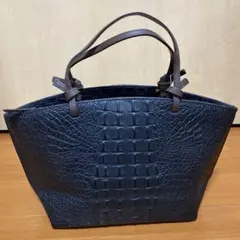 黒 クロコダイル風 トートバッグ美品