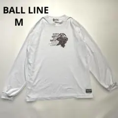 BALL LINE バスケットボール長袖Tシャツ M ホワイト プリントデザイン