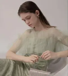 LEJA-チュールフリルボレロペイントマーメイドワンピースドレス 結婚式