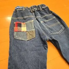 デニム ストレートパンツ 130cm パッチワーク　ラグマート