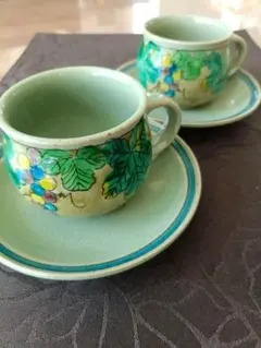 ✧九谷焼✧吉田屋ぶどう柄　ペア　カップ・ソーサーセット（2客）