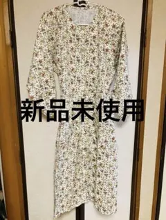 新品　割烹着　エプロン　花柄長袖ワンピース