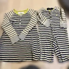 フィス ストライプ 長袖ワンピース110とベビーロンパス