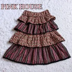 PINK HOUSE　段々フリルスカート　かぶせ　花柄　段配色　ガーリー系のサムネイル