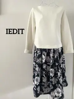 【IEDIT】ドッキングワンピース　ホワイト×花柄　M