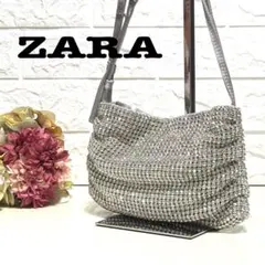 ZARA シルバー ビーズ パーティバッグ クラッチバッグ