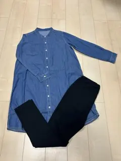 専用です！新品未使用！マタニティ用　デニムシャツワンピース➕黒パンツM.Lセット