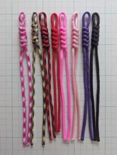 ７　パラコード　パーツ　8本セット　【ハンドメイド】　ピンク　赤　紫