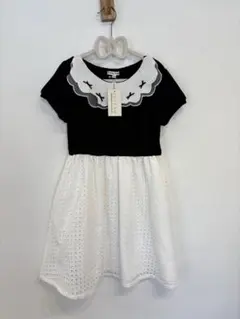 キッズ　anyFAM フリル襟リボン半袖ワンピース サイズ130cm