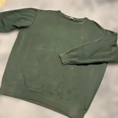 90S　POLOラルフローレン　グリーン　ワンポイントスウェット　XL