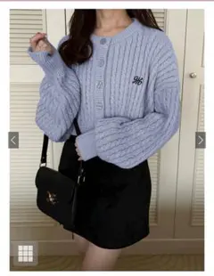 GRL ロゴ刺繍ケーブルニットショート丈カーディガン［k9311d］