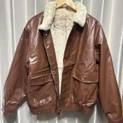 ブラウンレザージャケット ファー付き