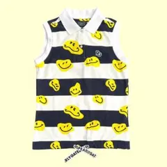 214 パーリーゲイツ ノースリーブポロシャツ ボーダー 日本製 サイズ0 S