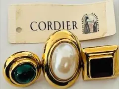 ▲CORDIER ボタンブローチ 3個セット ヴィンテージ ゴールドカラー