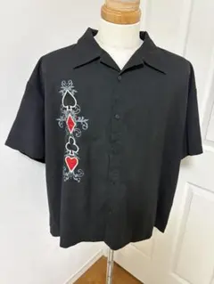 【希少】USA製 HOUSE OF BLUES トランプ 刺繍 シャツ 黒 XLのサムネイル