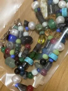 天然石ビーズ　ネックレス等に　パール　ターコイズ　ガラス