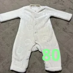 【美品】ロンパース　カバーオール　冬　くま　80
