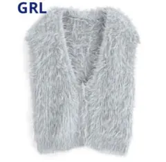 【GRL】フェザーニットベスト[an1464] ライトグレー